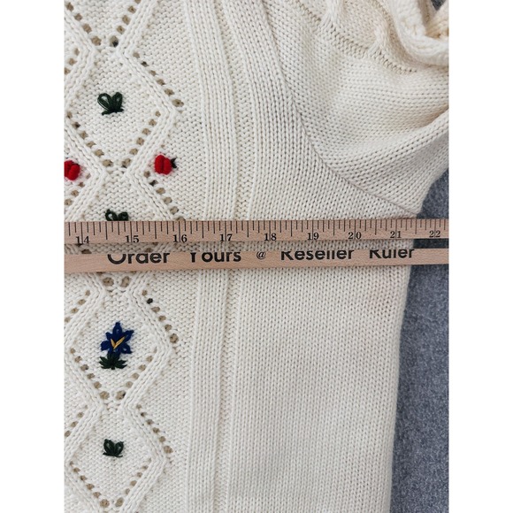 Pfister Cardigan Sweater Womens 48 Austria Trachten Embroidered Cable Cottage - Picture 12 of 14